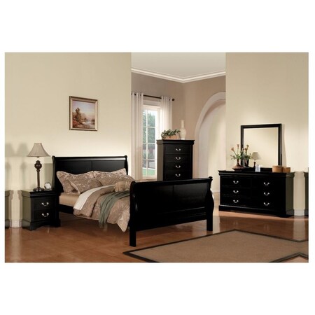 Benzara 47 x 63 x 92 in. Queen Bed, Black BM158883